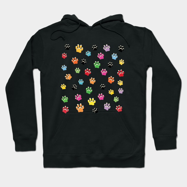 Colorful paw prints pattern Hoodie by GULSENGUNEL